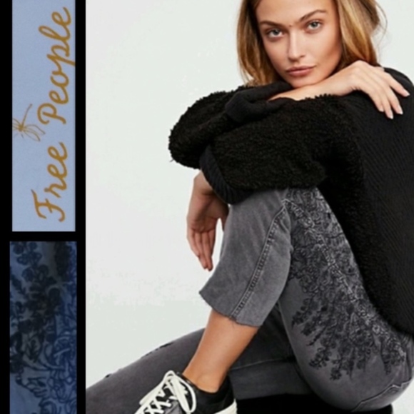 free people Denim - Free People Embroidered Girlfriend Jean - 26